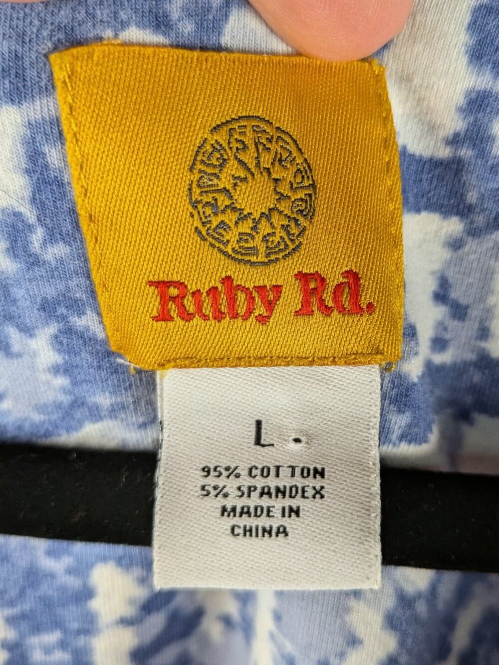 Ruby Rd. Blue/White Beaded Rhinestone Top L - Picture 2 of 5